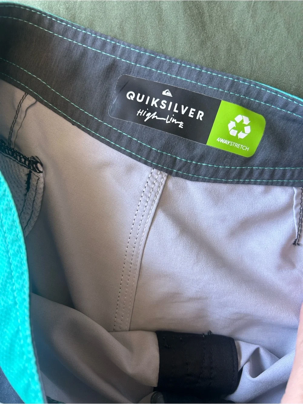 Quiksilver Black Swim Shorts with Teal & Blue Gradient Waistband